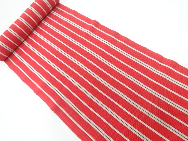 JAPANESE KIMONO / ANTIQUE BOLT FOR OBI / SILK / CHIKUZEN HAKATA / WOVEN STRIPE